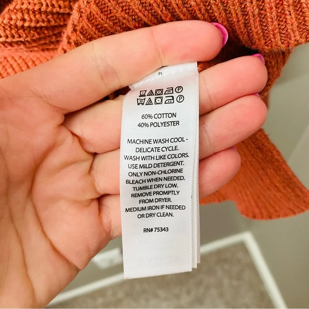 Pullover Knit Sweater Orange Sz Small - Image 5