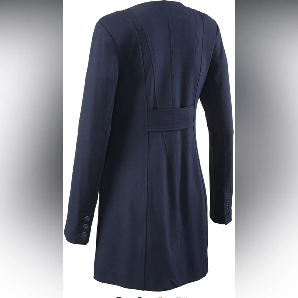 Cabi Lido Knit Jacket Navy Blue Button Up Mid-Length Coat Size M - Image 3