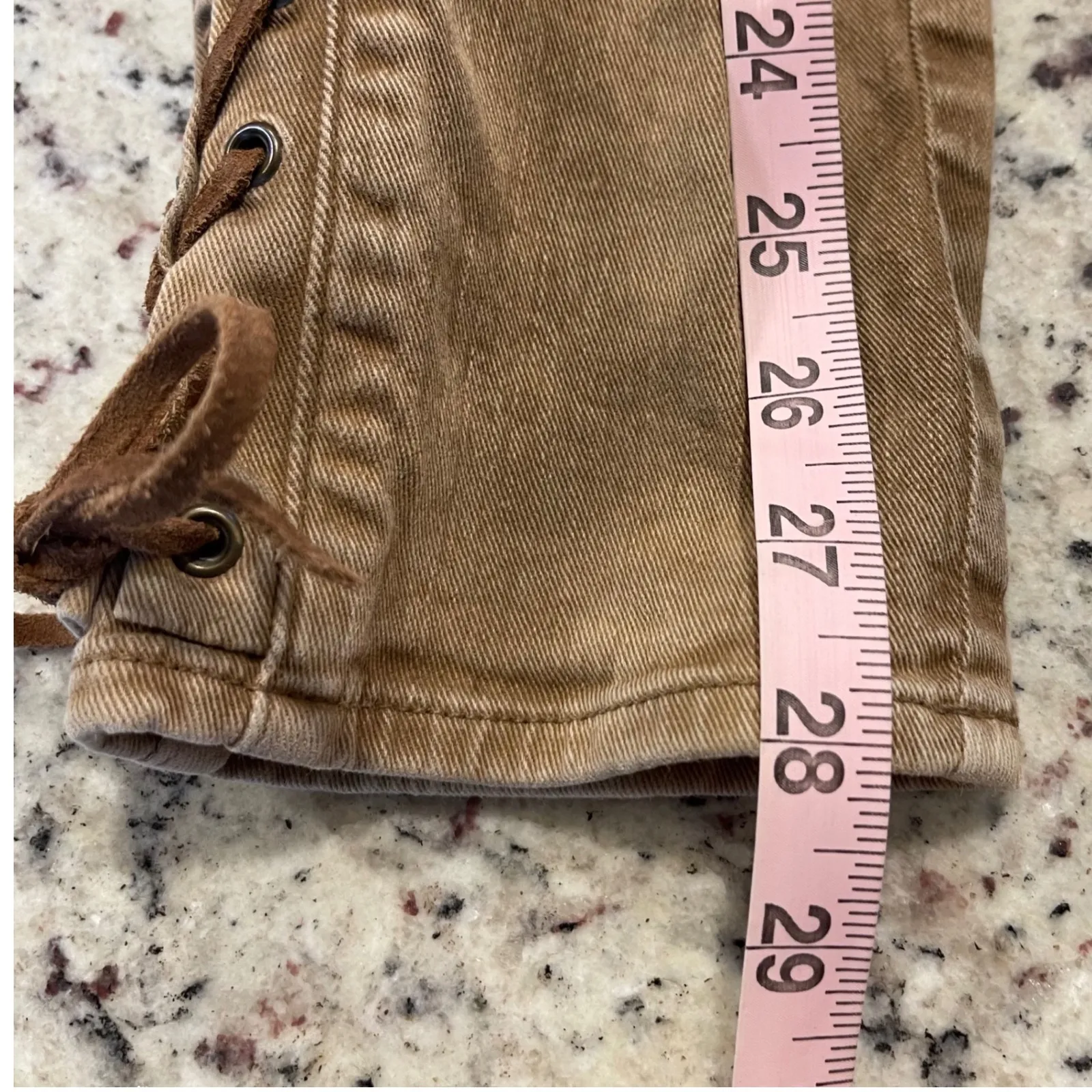 Polo Ralph Lauren‎ Tompkins Skinny Jeans Tan Lace Up Ankle Women Size 29/8 - Image 12