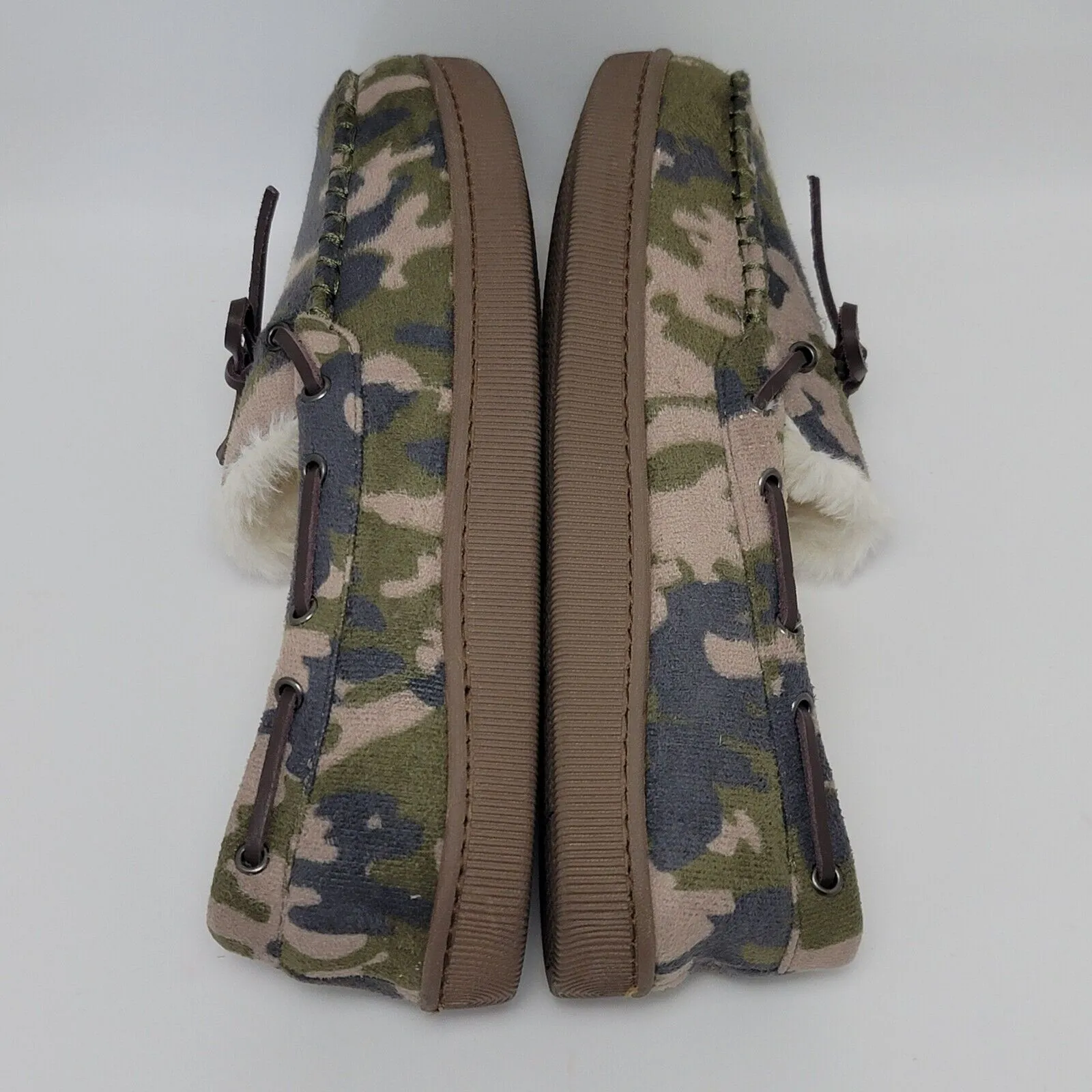Club Room Faux Fur Lining Camouflage Moccasin Slip On Boat Shoes Size M 8 - Image 12