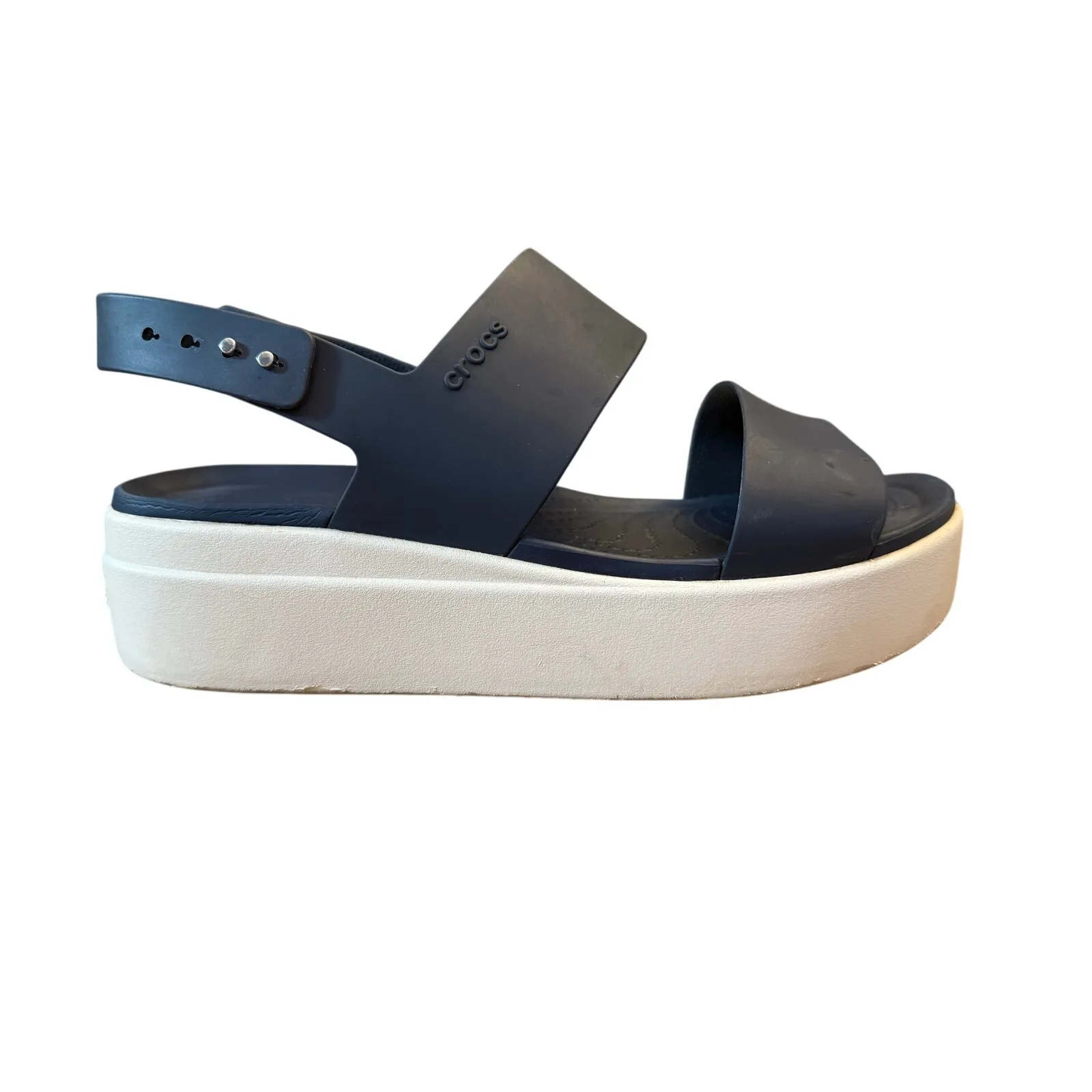 CROCS Brooklyn Low Wedge Platform Sandals Women’s Size 10 Blue Comfort 206453 - Image 4