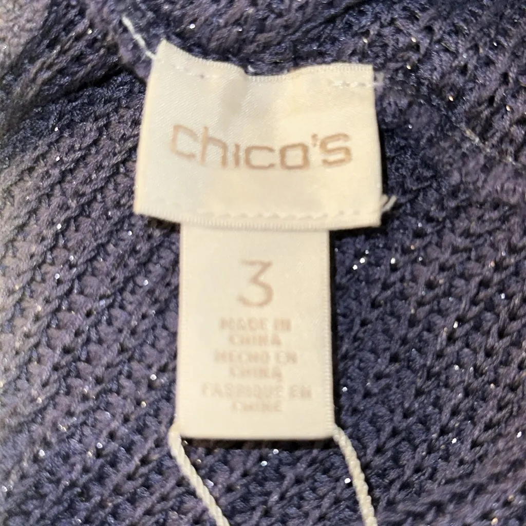 Chico’s Lace Back Maureen Sleeveless Sweater Vest‎ Blue NWT Sz 3/US XL 570181760 - Image 11