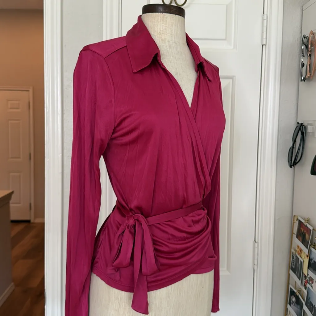 The limited y2k vintage satin wrap blouse - Image 2