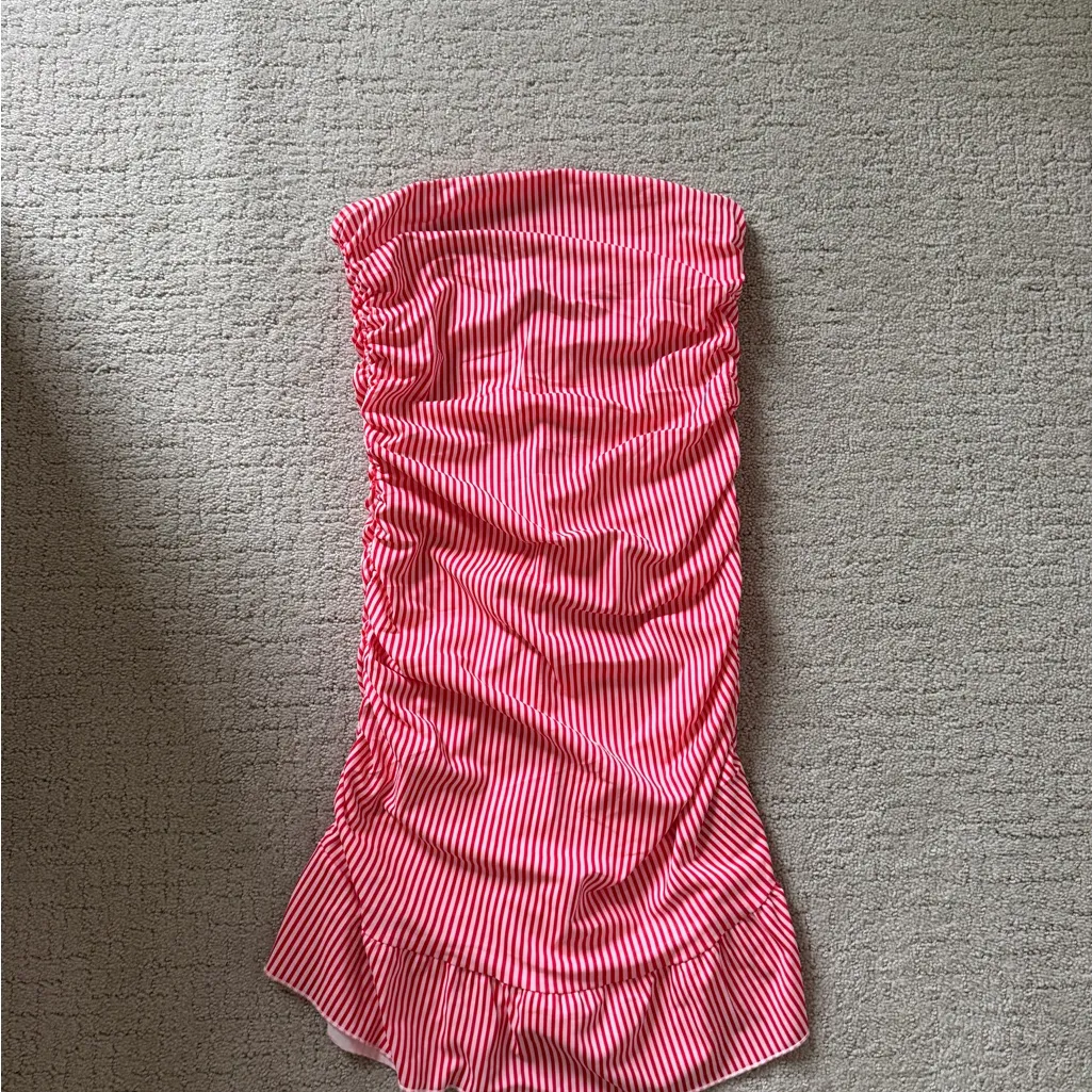 Edikted Red and White Striped Mini Dress - Image 2