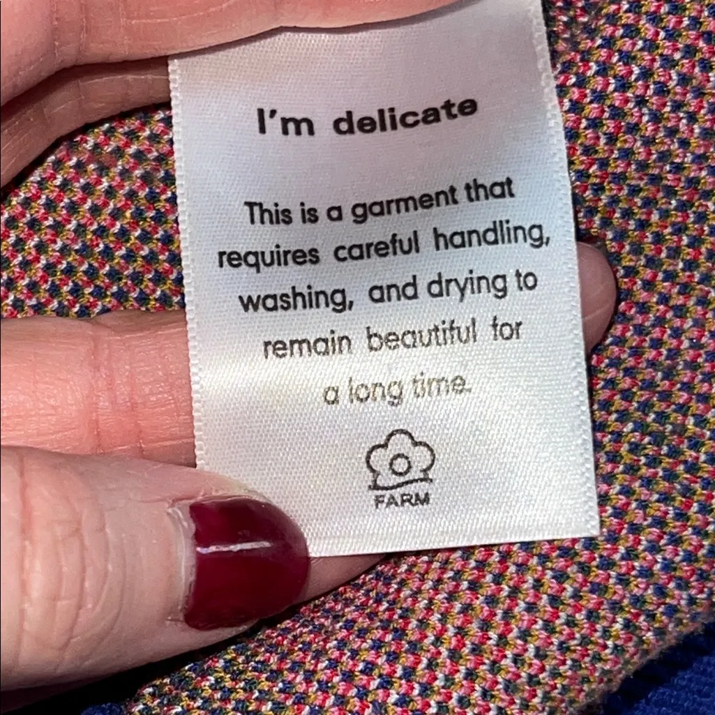 Farm Rio “Colorful Salad” Bodycon Knit Dress Blue Fruit Print Size M (NWOT) - Image 10