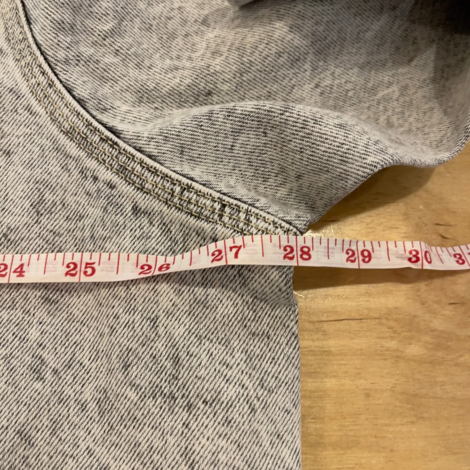 Bershka Acid Wash Gray Cropped Denim Jacket Oversized Trucker Style Large - Image 7