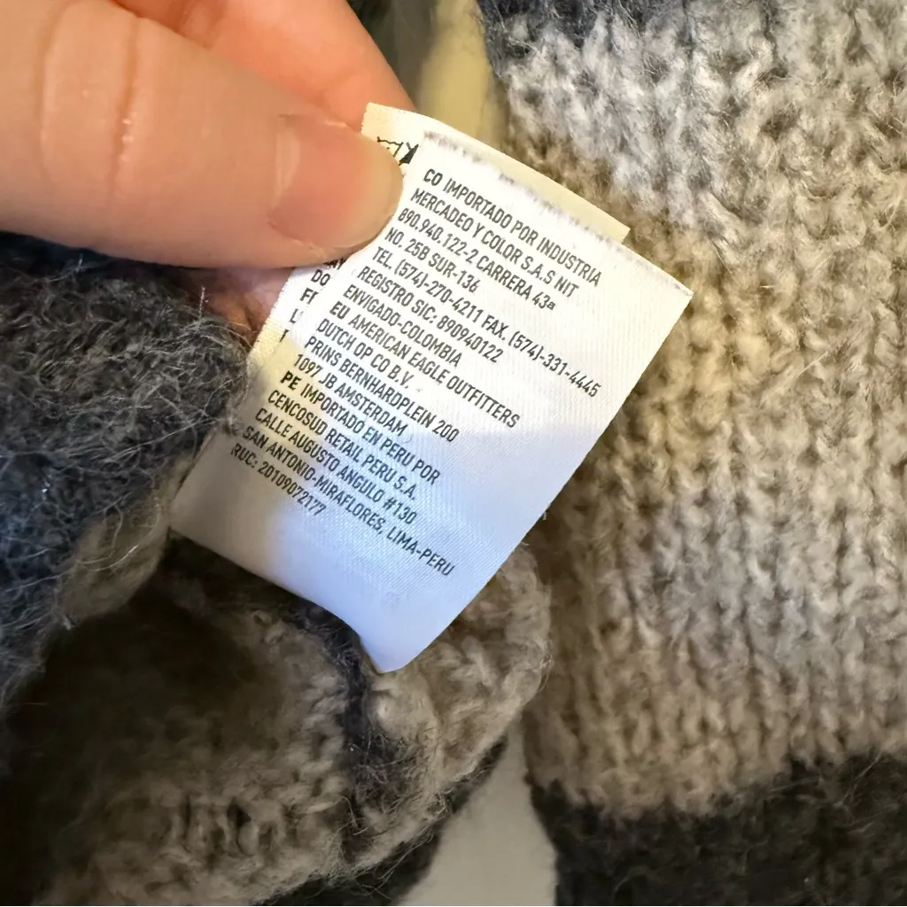 Grey Wool Blend Oversized Striped Sweater Size Large - Image 8