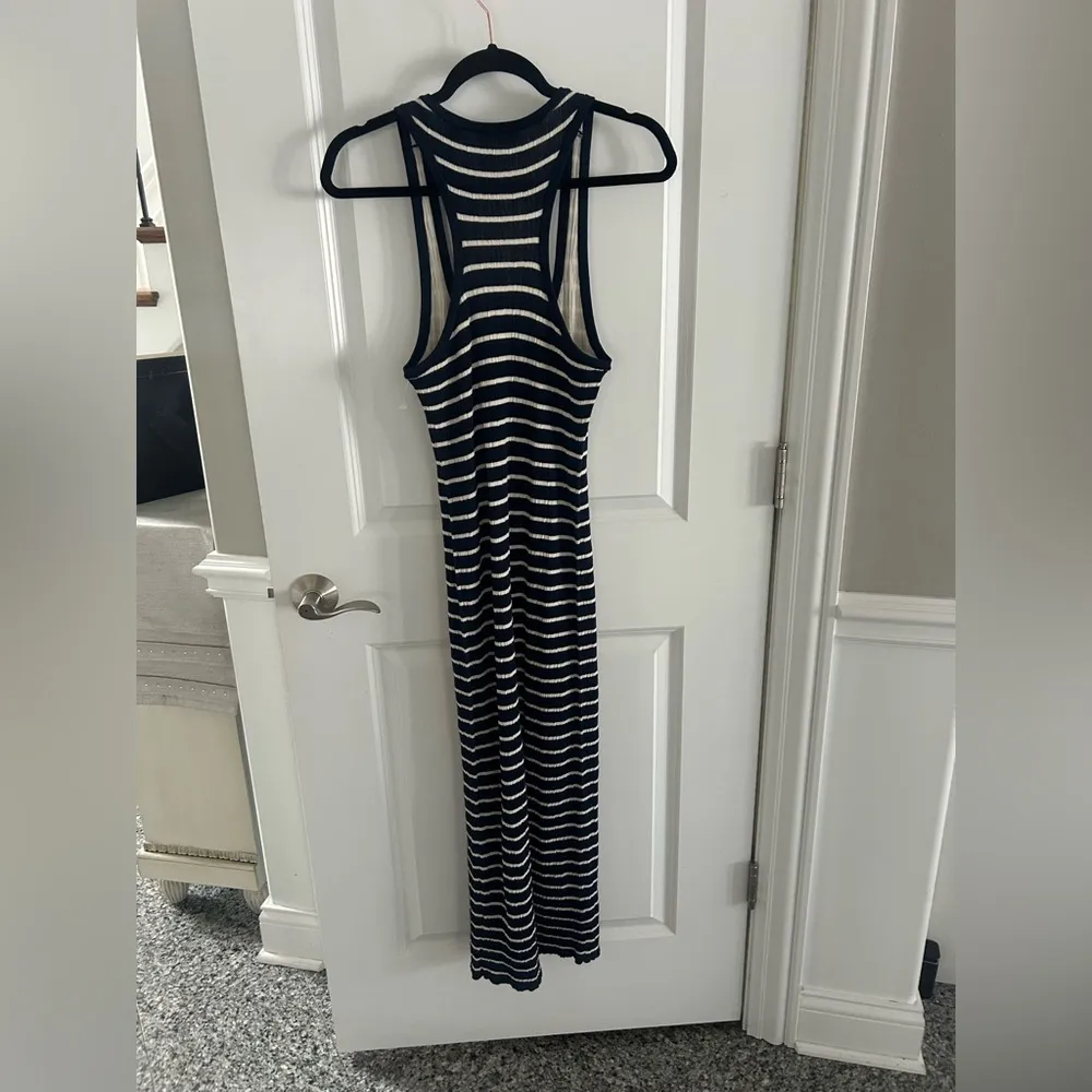 A.L.C. Iris Stripe Knit Midi Striped Dress Blue/White - Image 4