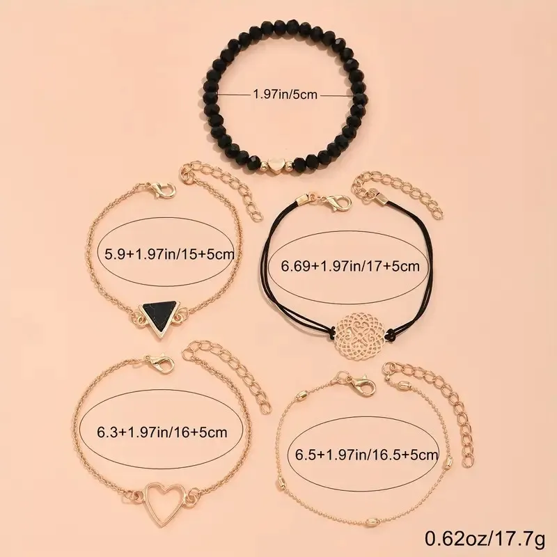 NEW Black & Gold Stackable Bracelet Set – Boho Vintage Layered Jewelry - Image 2