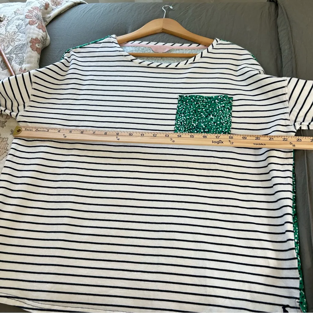 Joules Marina Drop Shoulder Stripe Speckled Knit Jersey Cotton Top. Size 12. - Image 5