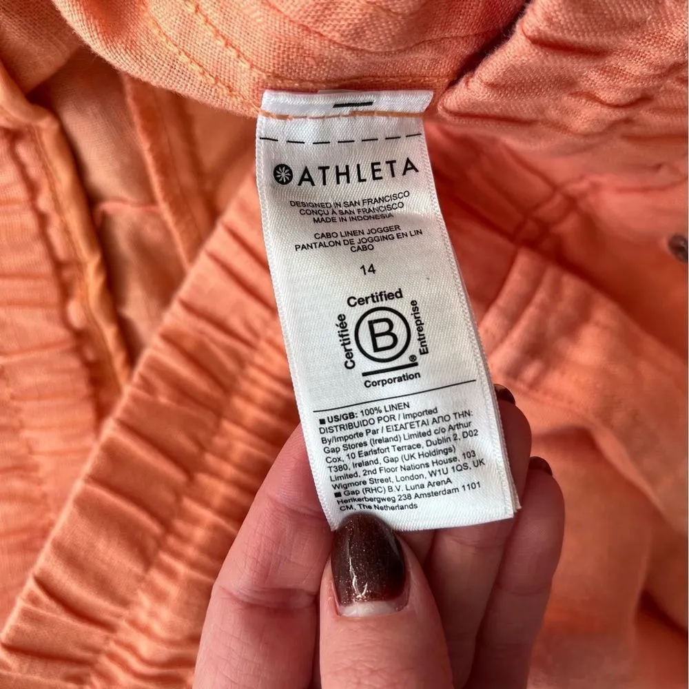 Athleta Cabo linen joggers in orange women’s‎ size 14 - Image 8