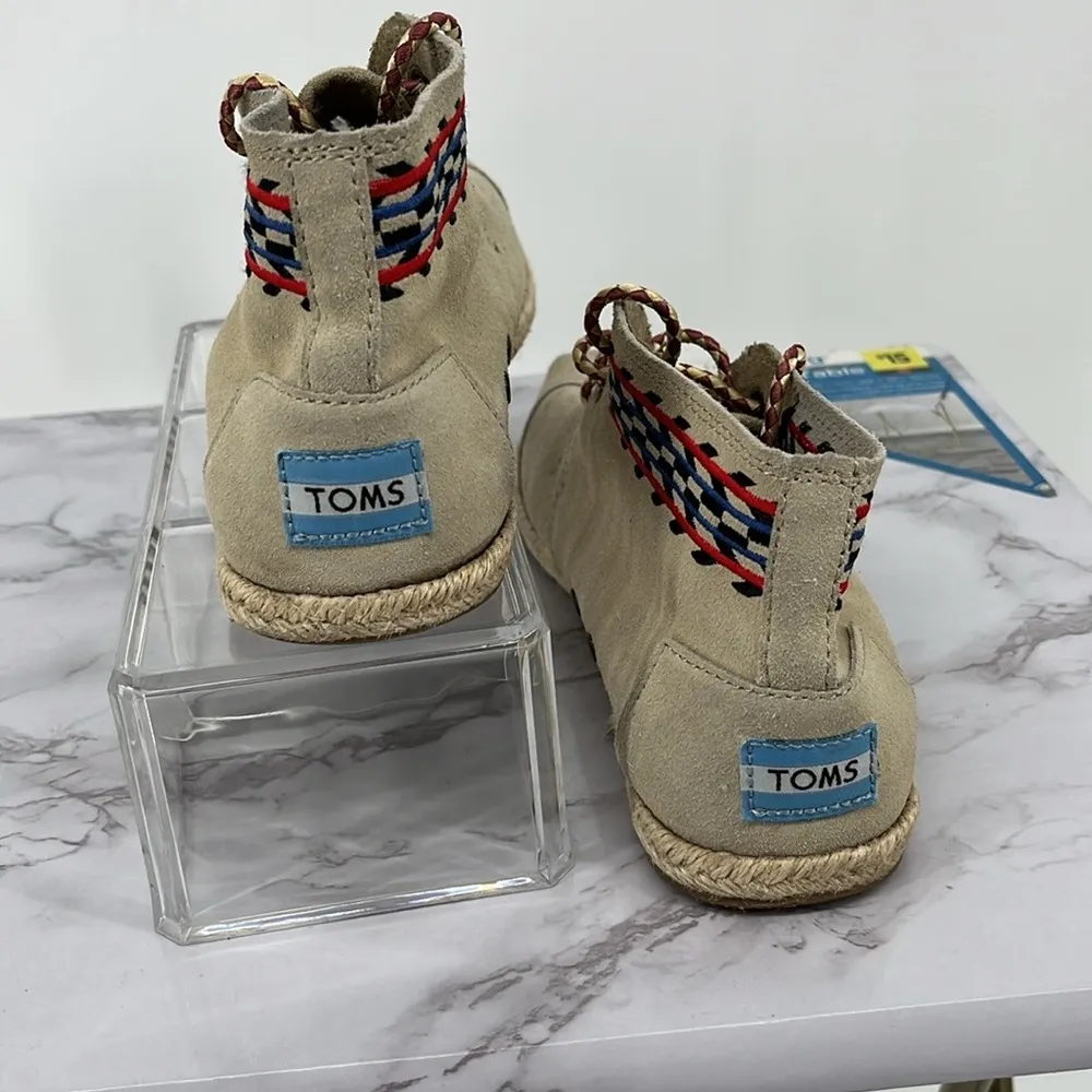 TOMS‎ Sand Alarco Desert Chukka Botas Aztec Lace Up Booties Beige Boho Sz 7 - Image 3