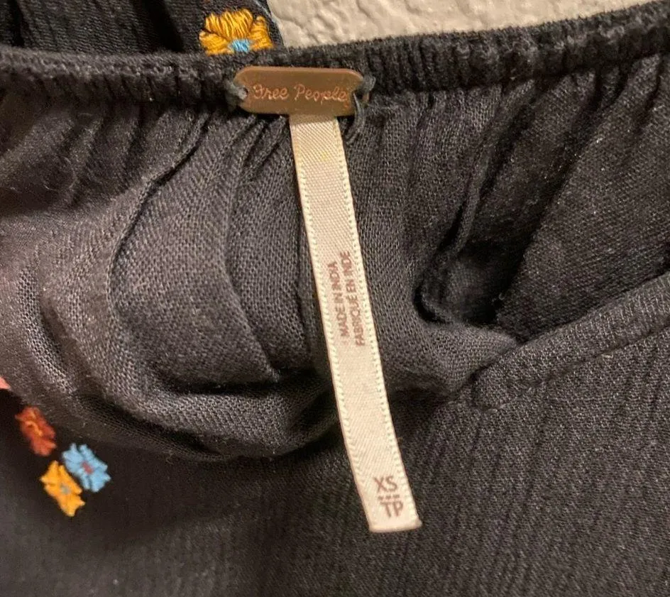 Free People Black Oxford Embroidered Long Sleeve Mini Dress Size XS - Image 14