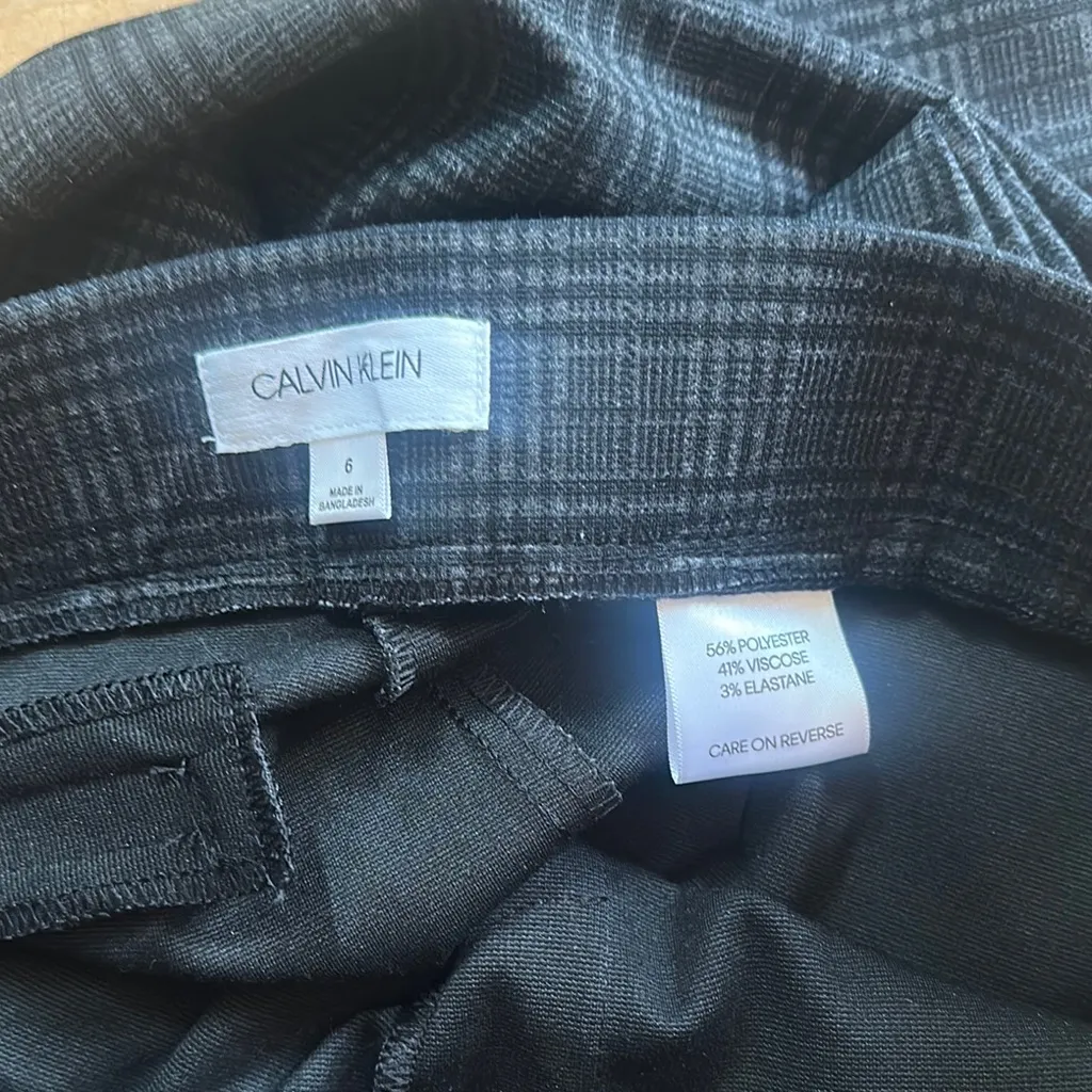 Calvin Klein  Gray Black Houndstooth Pull‎ On Pants | 6 - Image 4