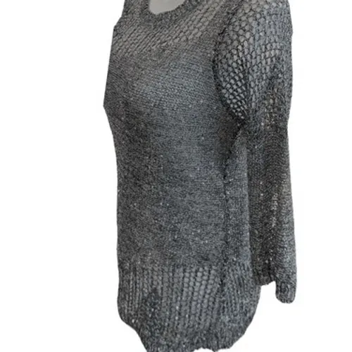 Lauren Michelle Woman Silver Sequin Mesh Knit Tunic Top 1X Sparkle Evening Glam - Image 6