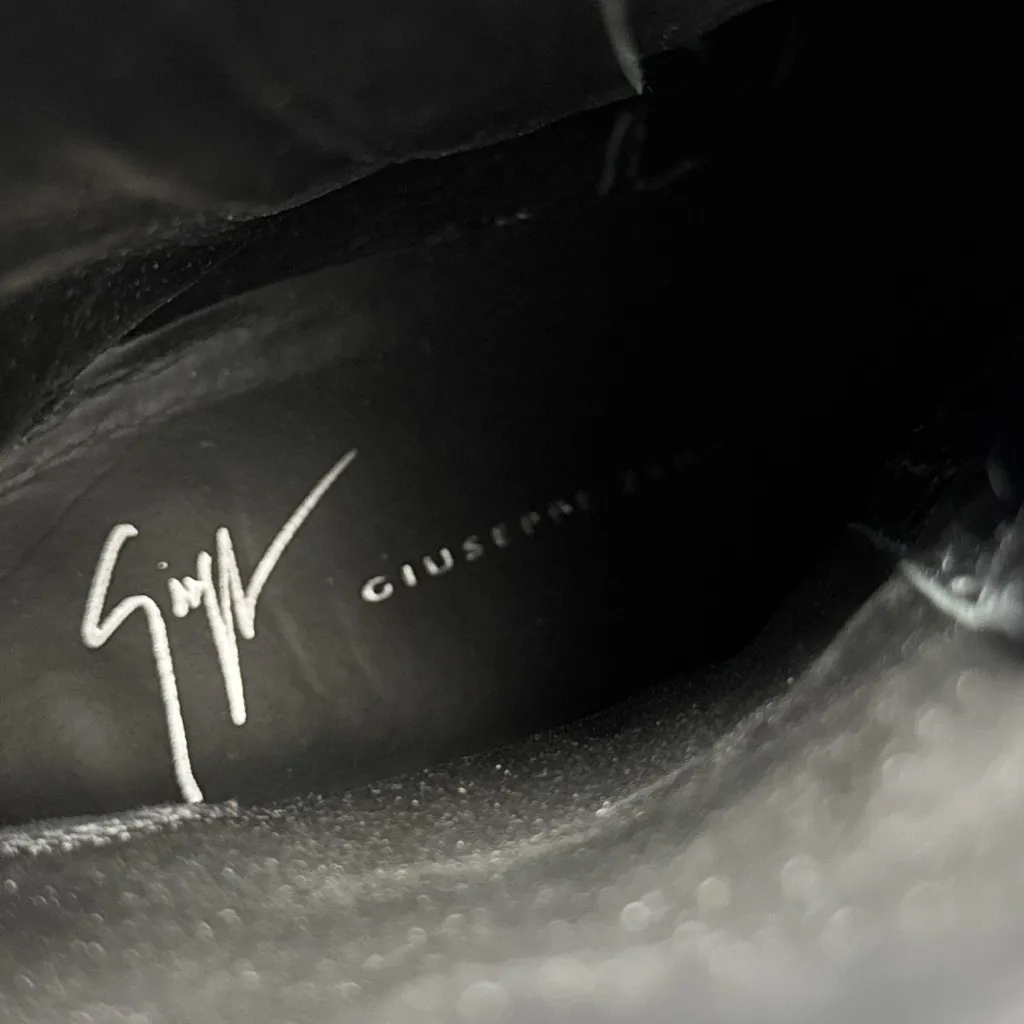 Giuseppe Zanotti Kassy Gintonic Croc Platform Block Heel Moto Biker Boots Black - Image 7