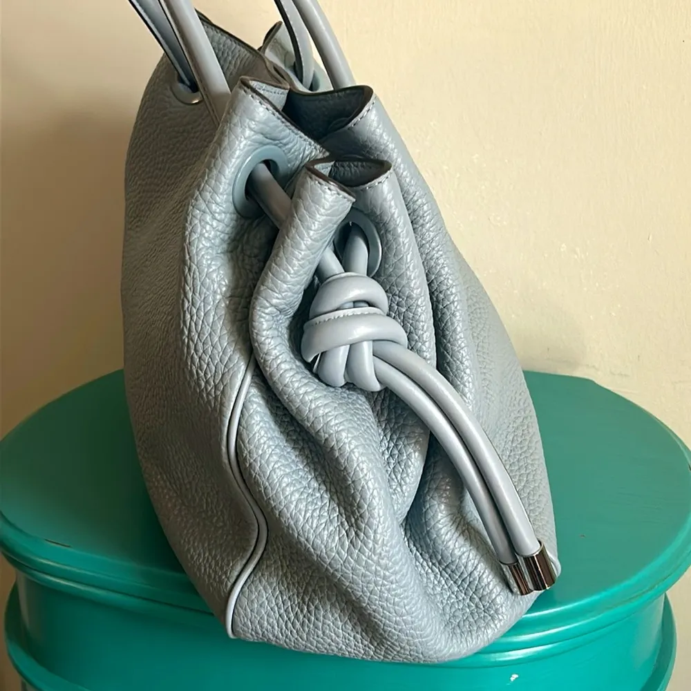 Michael Kors Large Pebbled Leather Dalia Dusty Blue Tote Shoulder Bag - Image 2