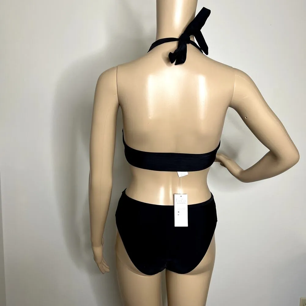 Cupshe Black Mesh Halter Bikini - Image 3
