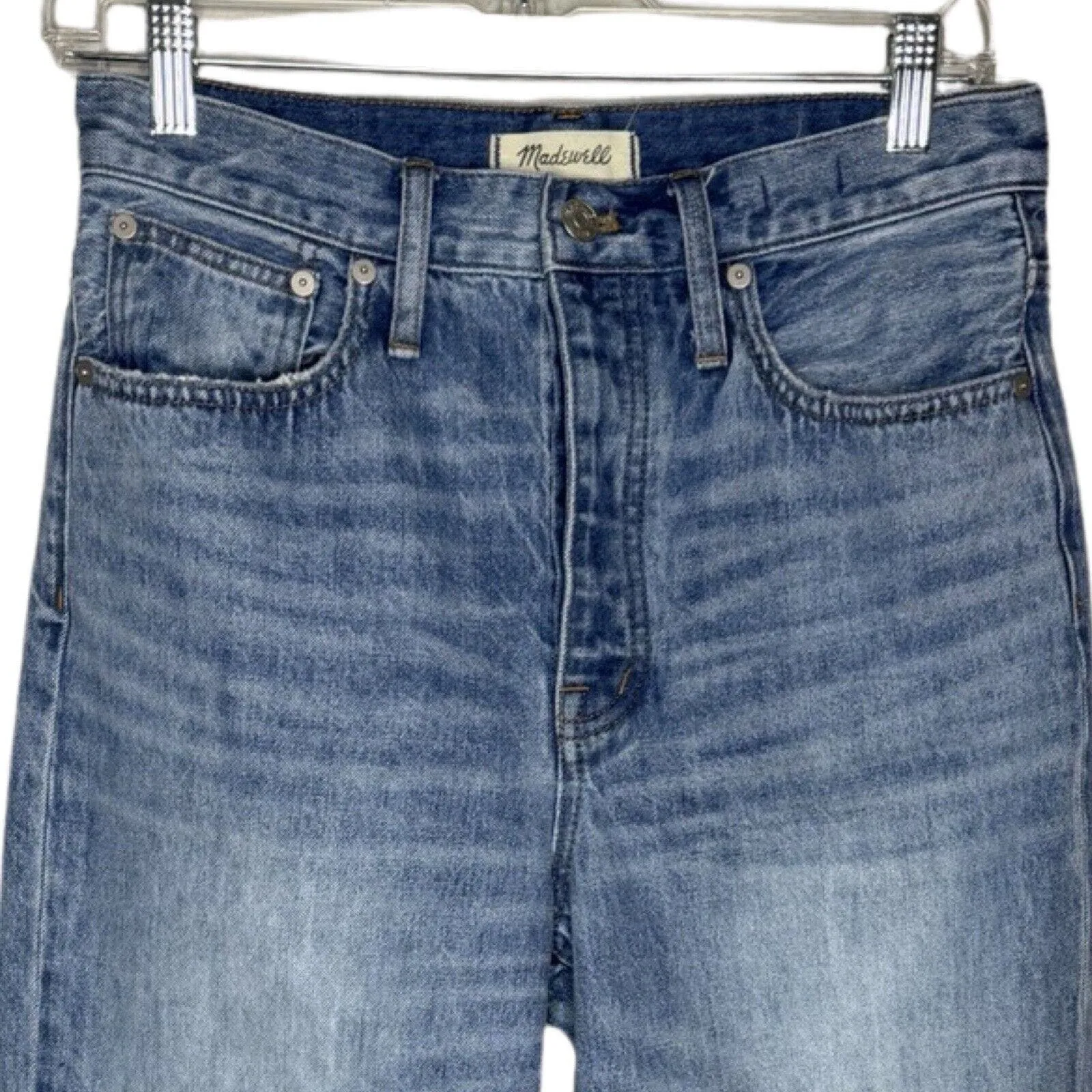 Madewell Jeans Women 4 26 Blue The Dad Jean Sloucky Fading Distressed Destroyed‎ - Image 4