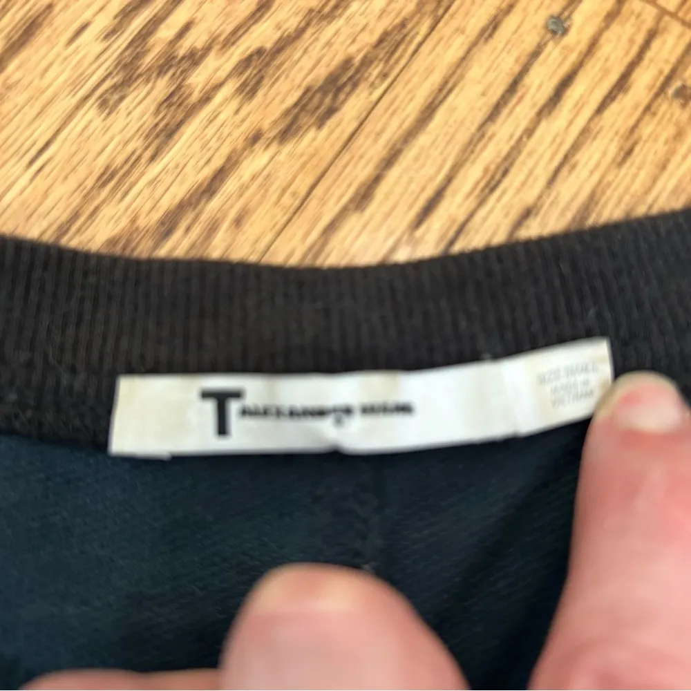 T Alexander Wang Oversized Crew Neck Drawstring Windbreaker Sweatshirt Size S Blue - Image 9