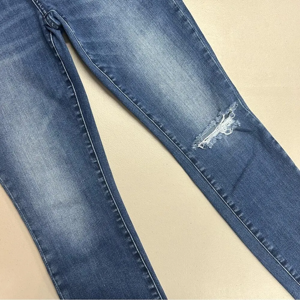 Current Elliott Denim Blue Jeans Red Plaid Patch Pockets Skinny Womens Size 27 - Image 8