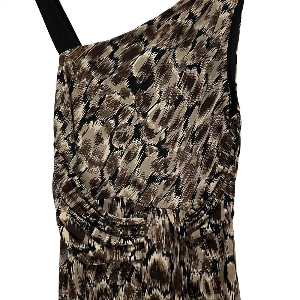 Connected Apparel Brush Stroke One Shoulder Strappy Mini Formal Draped Dress - Image 2