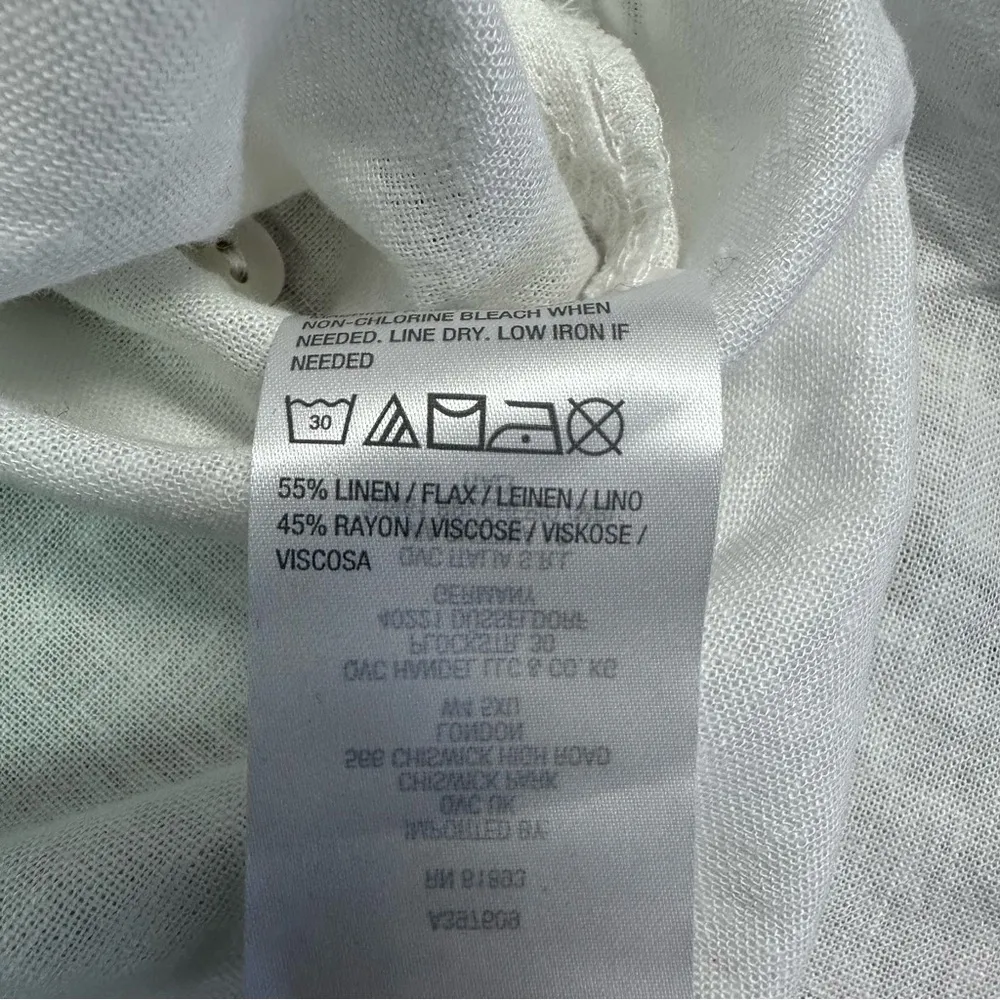 Susan Graver White Linen Blend Button Down Shirt Classic Design - Image 6