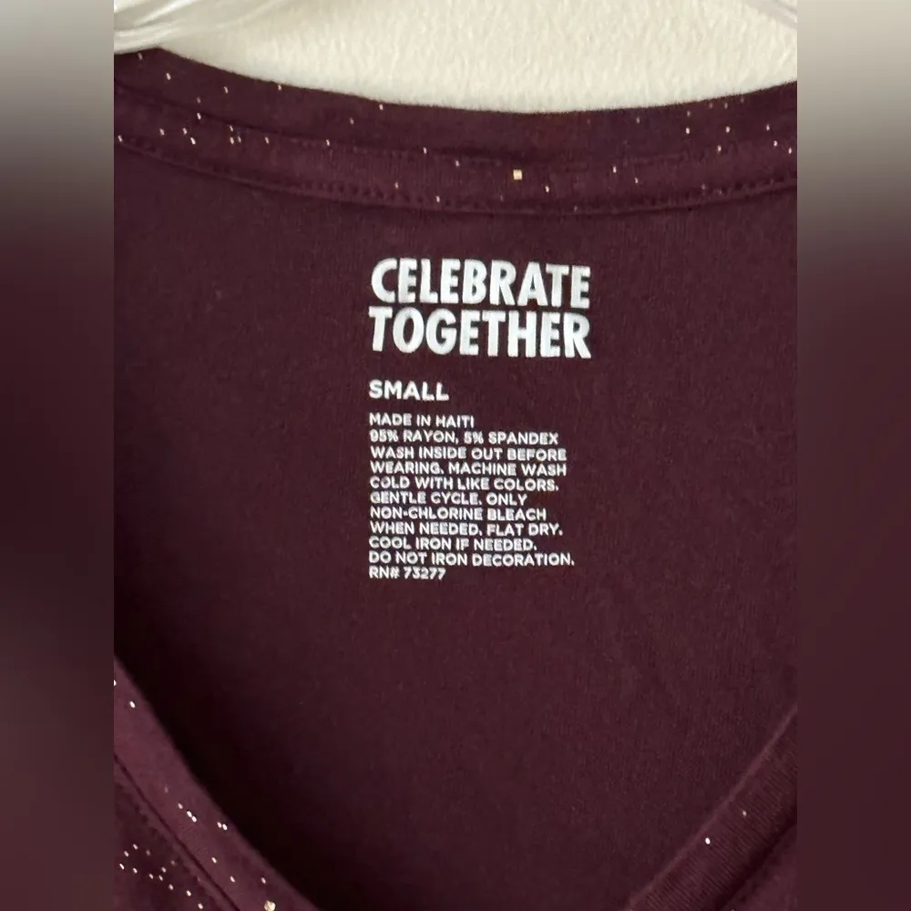 Celebrate Together Made In Haiti Sparkly Short Sleeve V Neck Size S - Image 3