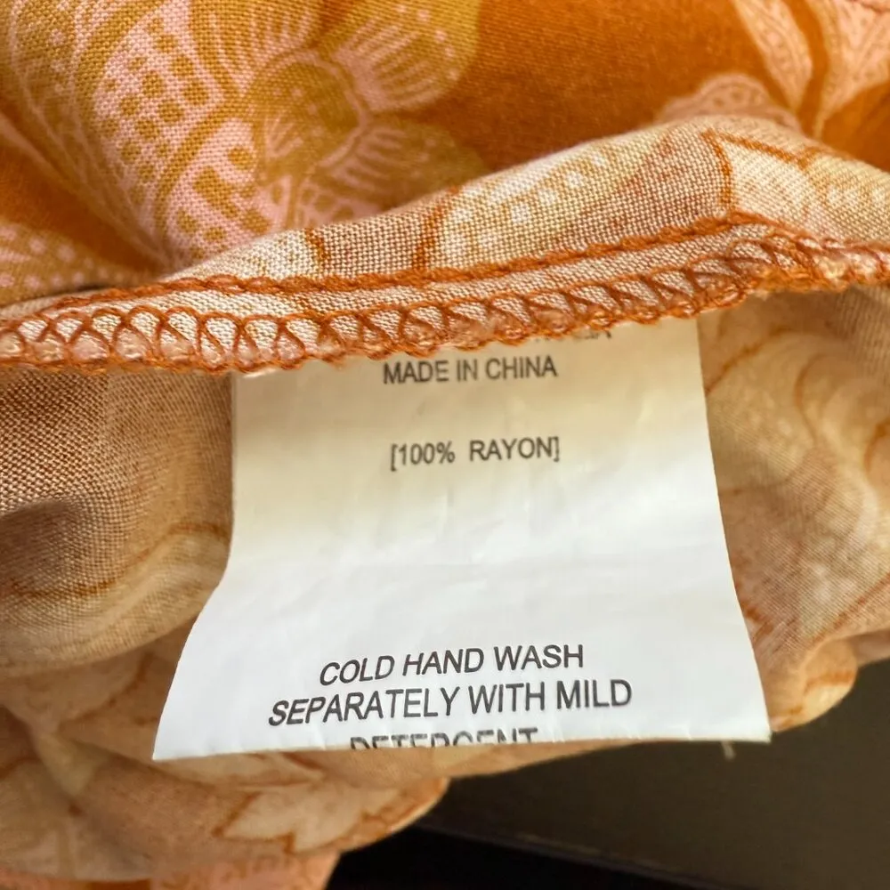 Petal + Pup Arden Floral Tunic Mini Dress Womens 6 Orange Flowy Tiered Button Up - Image 13