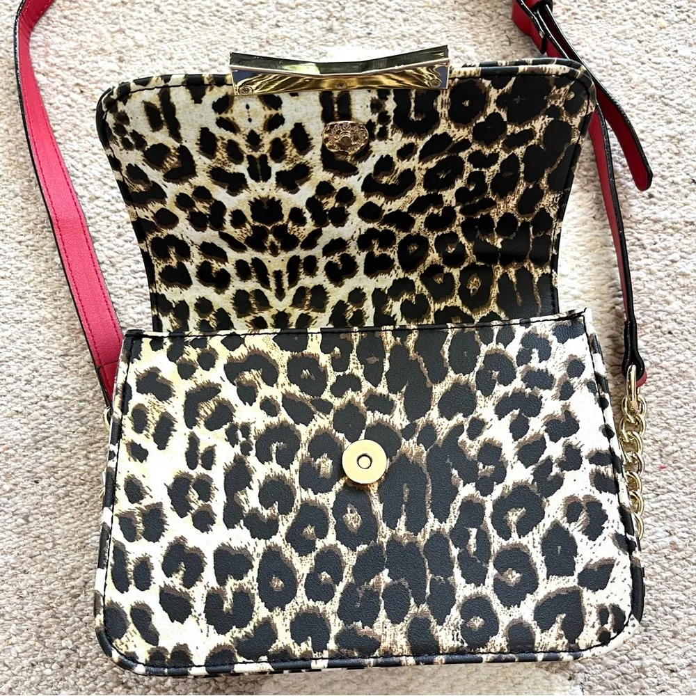 Top Handle Crossbody in Leopard/Red - Image 4