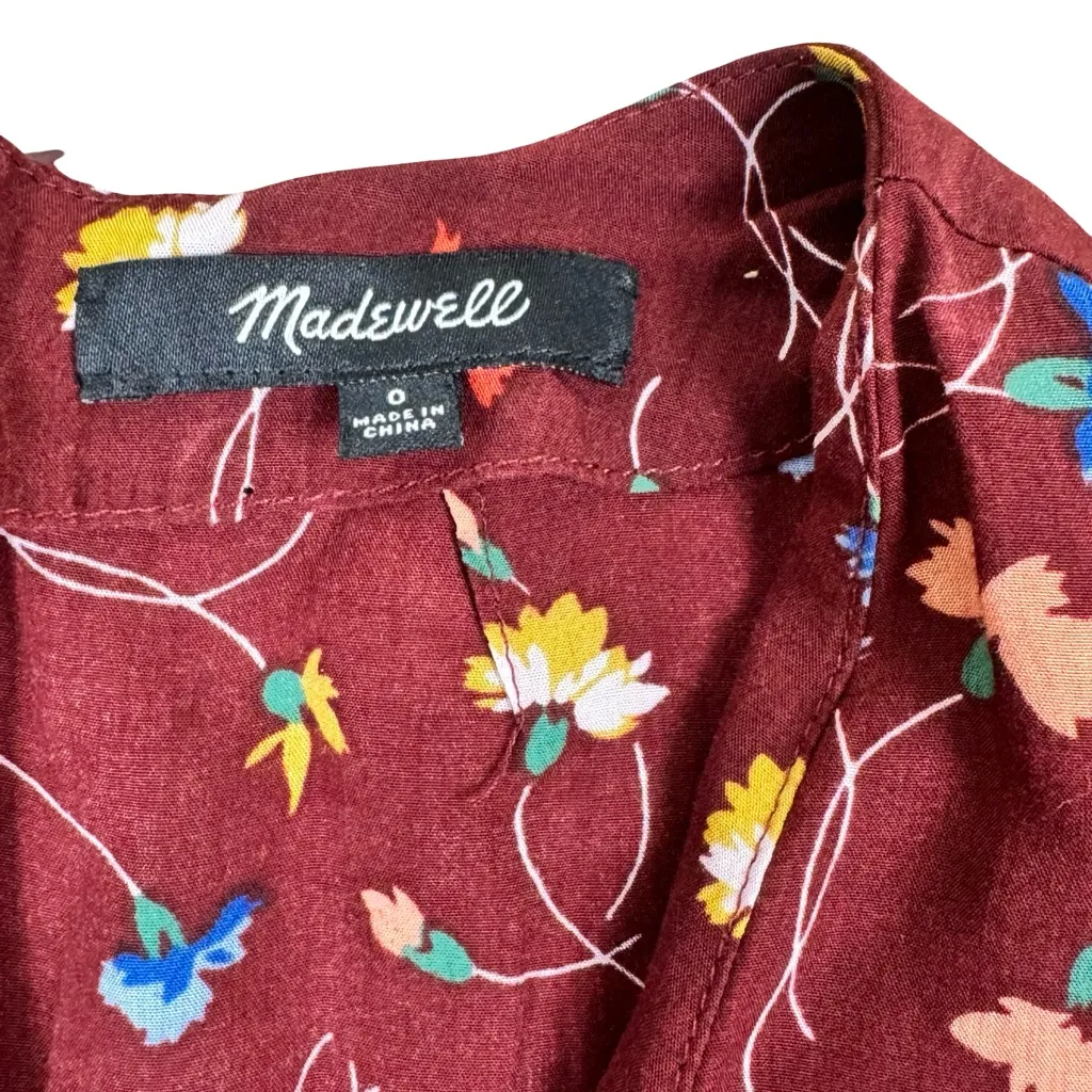 Madewell Button Front Painted Carnations Floral Shorts Romper Size 0 - Image 3