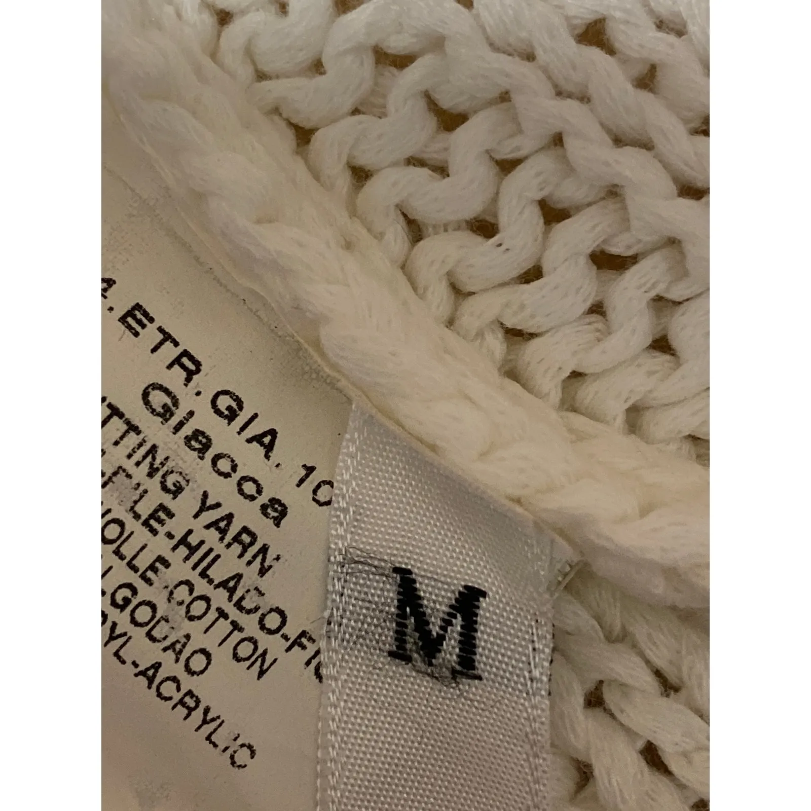 Max & Co. Women's Cream Open Knit Crochet Long Sleeve Cardigan Sweater Top Sz M Size M - Image 5