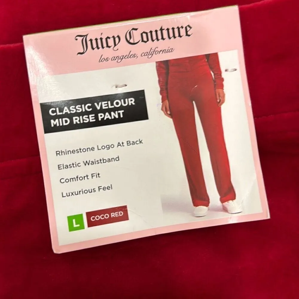 NWT juicy couture rhinestoned red velour sweatpants size large - Image 3
