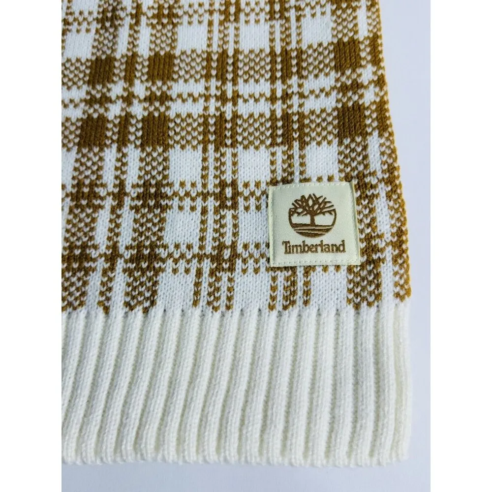 Timberland Buffalo Plaid Knit Scarf in‎ Wheat/Cream Chunky Women’s Unisex OS NWT - Image 11