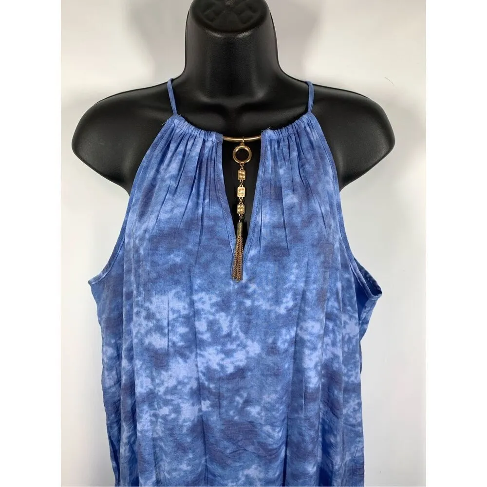 Mlle Gabrielle Blue Tie-dye High Low Dress Size Medium - Image 2