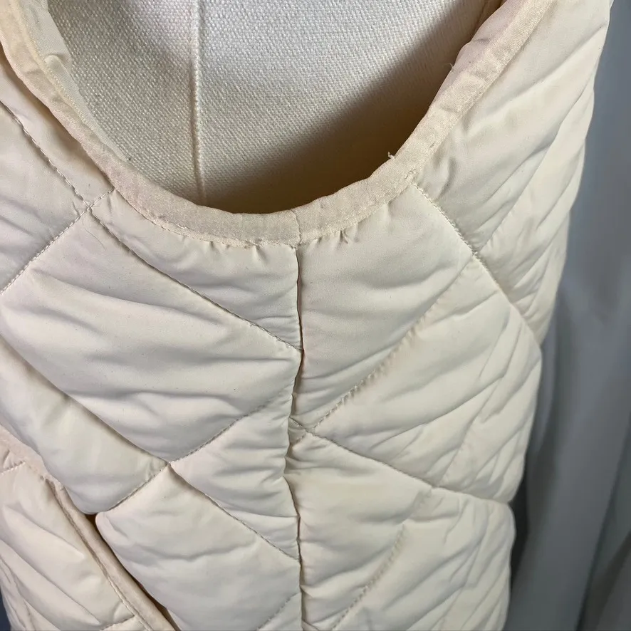 J. Crew XS Quilted Puffer Vest Cream Sleeveless Lightweight Layering Top - Image 5