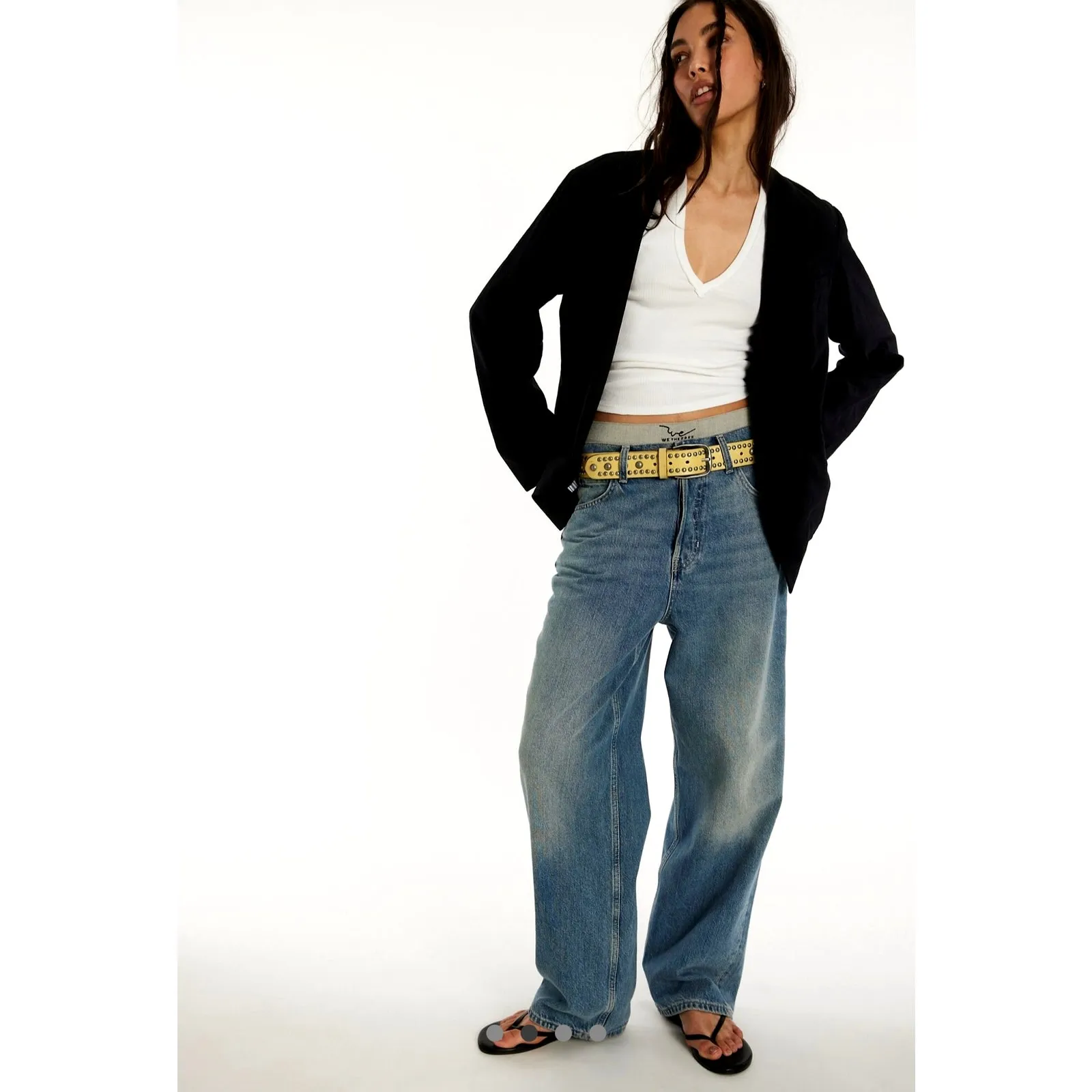 Free People Poppy Linen Blazer in Black size M - Image 2