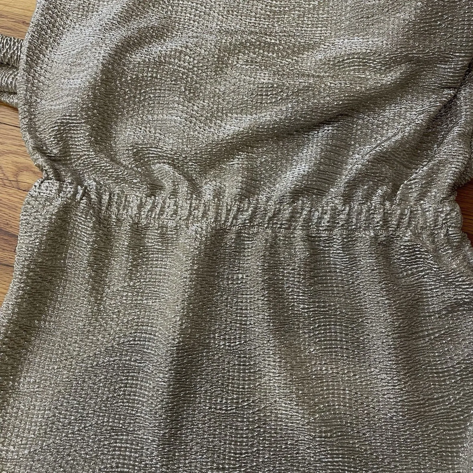 ALEXIS Crinkle Drop Waist Mini Dress Small Gold Party Holiday Tie Balloon Sleeve - Image 8