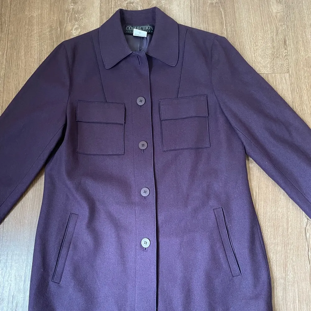 Collection harvè benard wool blend coat dark blue elbow patches Women’s size 4 - Image 12