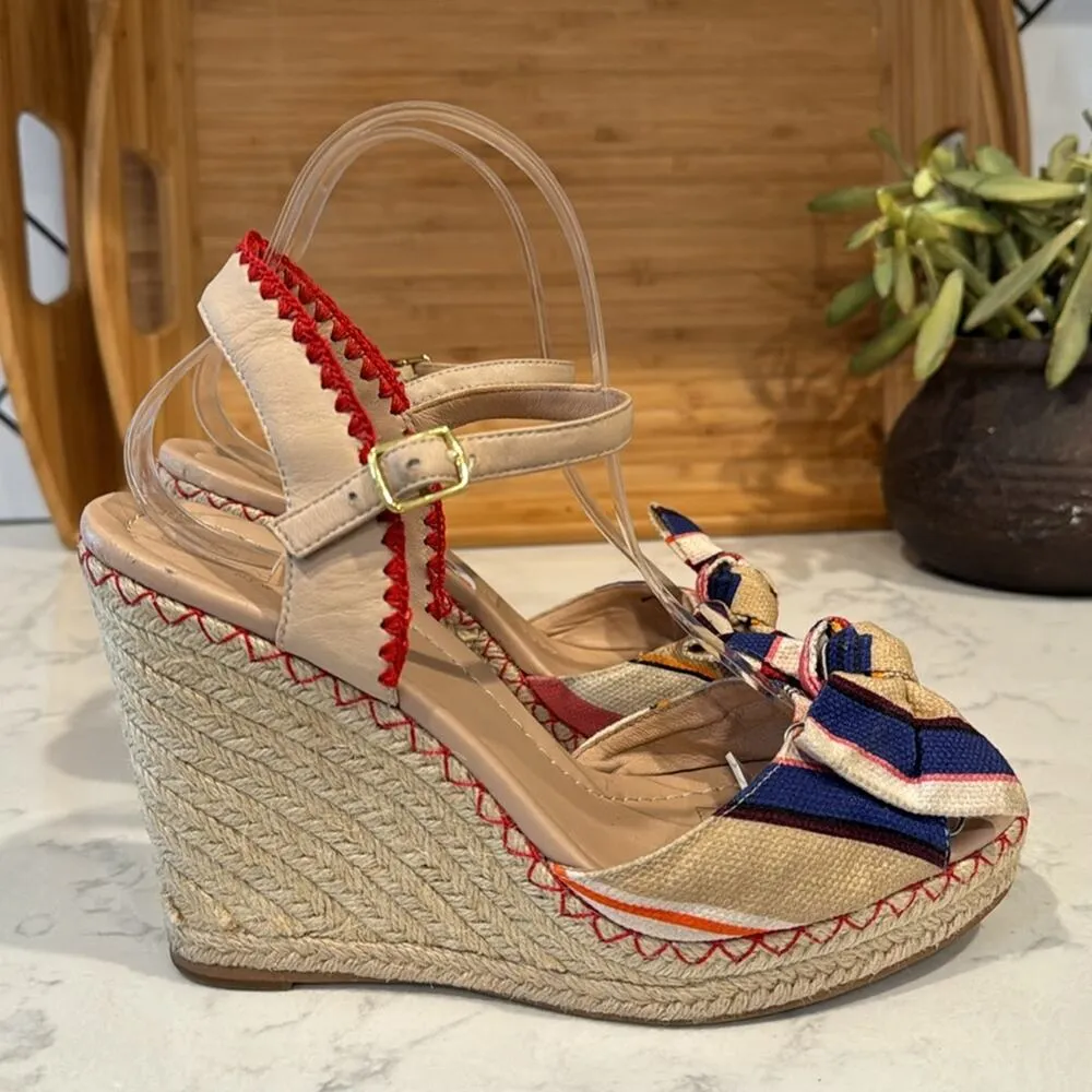 Kate Spade New York Jane Wedge Sandals Hamptons garden party preppy size 8.5 - Image 5