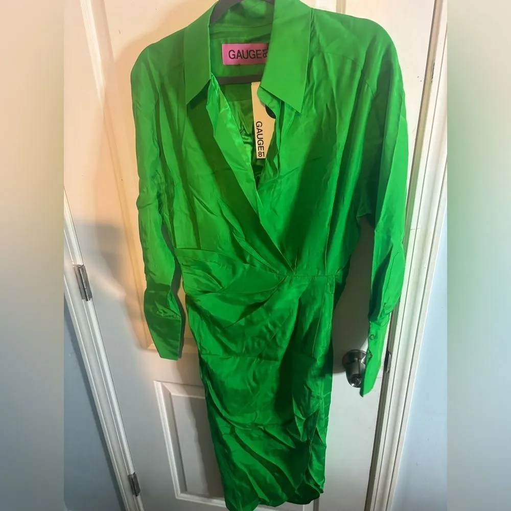 GAUGE81 Puno Silk Midi Dress in jungle green size large NWT - Image 6