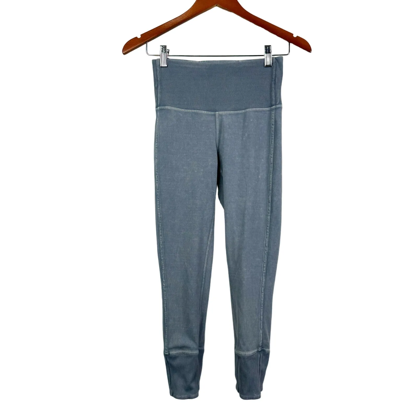 Lululemon Wunder Under Crop 23" *Ribbed Washed Moon‎ Blue Legging Size 4 - Image 5