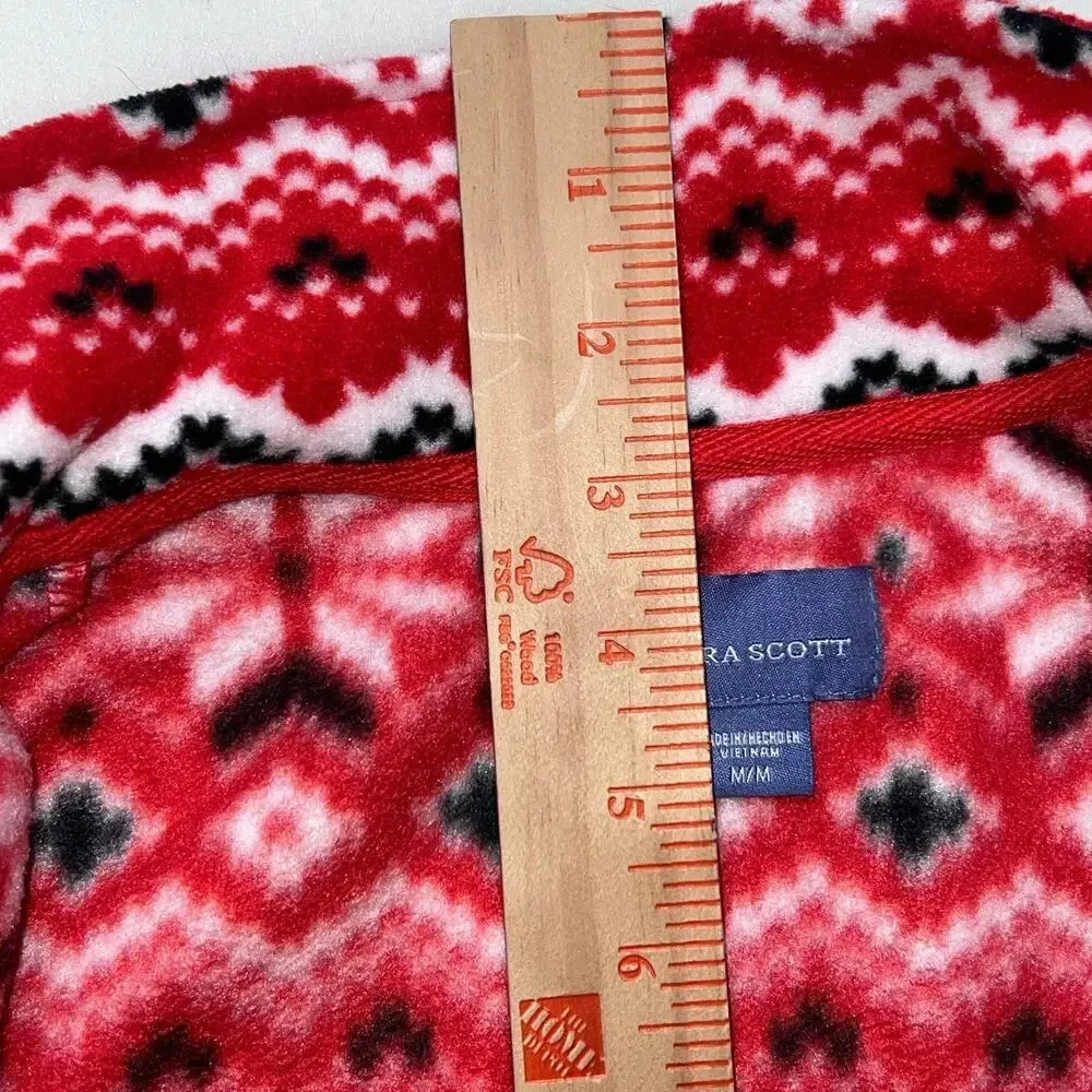 Laura Scott Women's Red Fair Isle Microfleece Jacket Size M - Image 5
