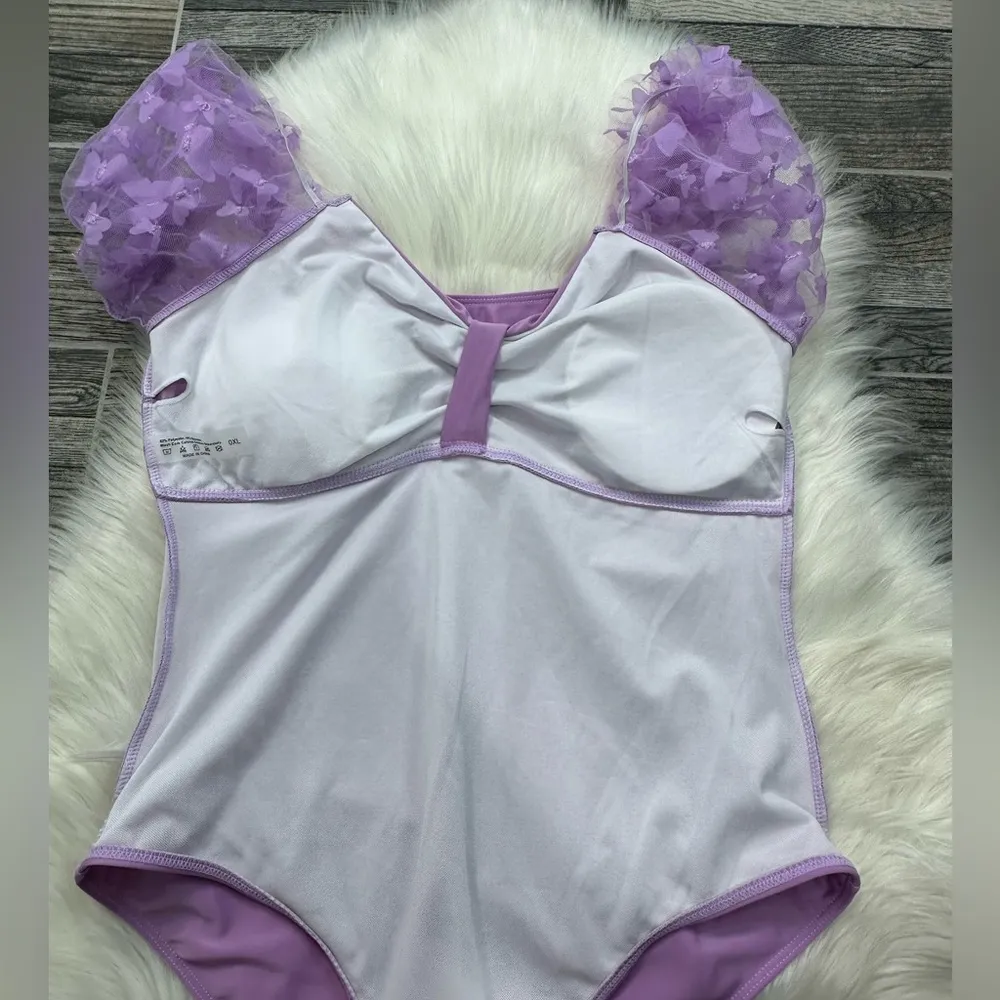 NWOT SHEIN Plus Butterfly Appliques Ruched One Piece Swimsuit - Image 9