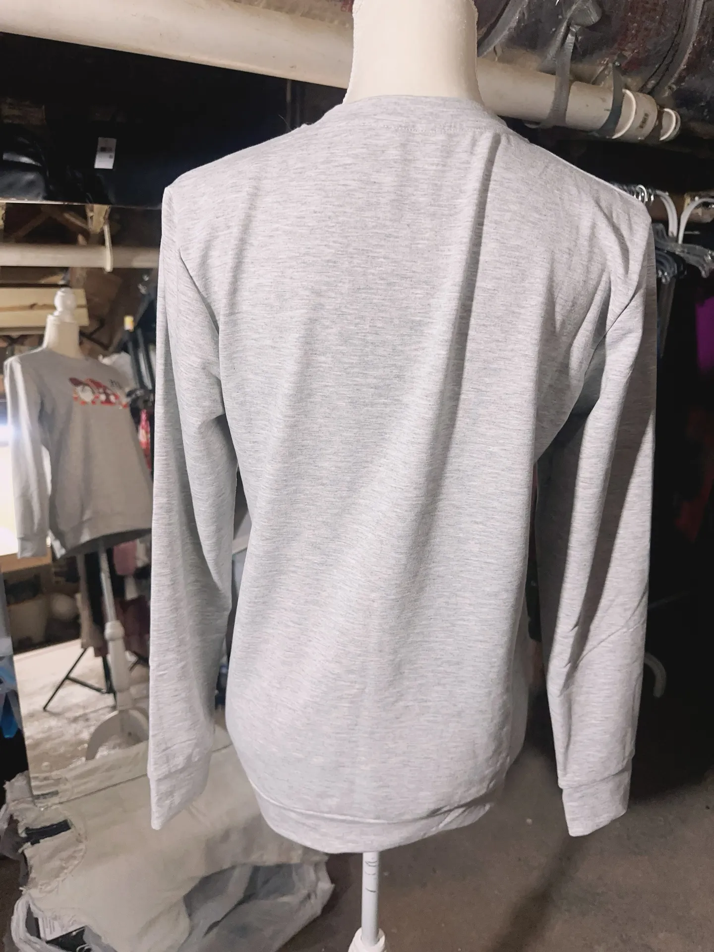 Gnomes shirt top soft comfy long sleeve round neck New with tag Same day shipping Smoke and pets free It's not sweatshirt material, it's a snug fit. Gray Size M - Image 4