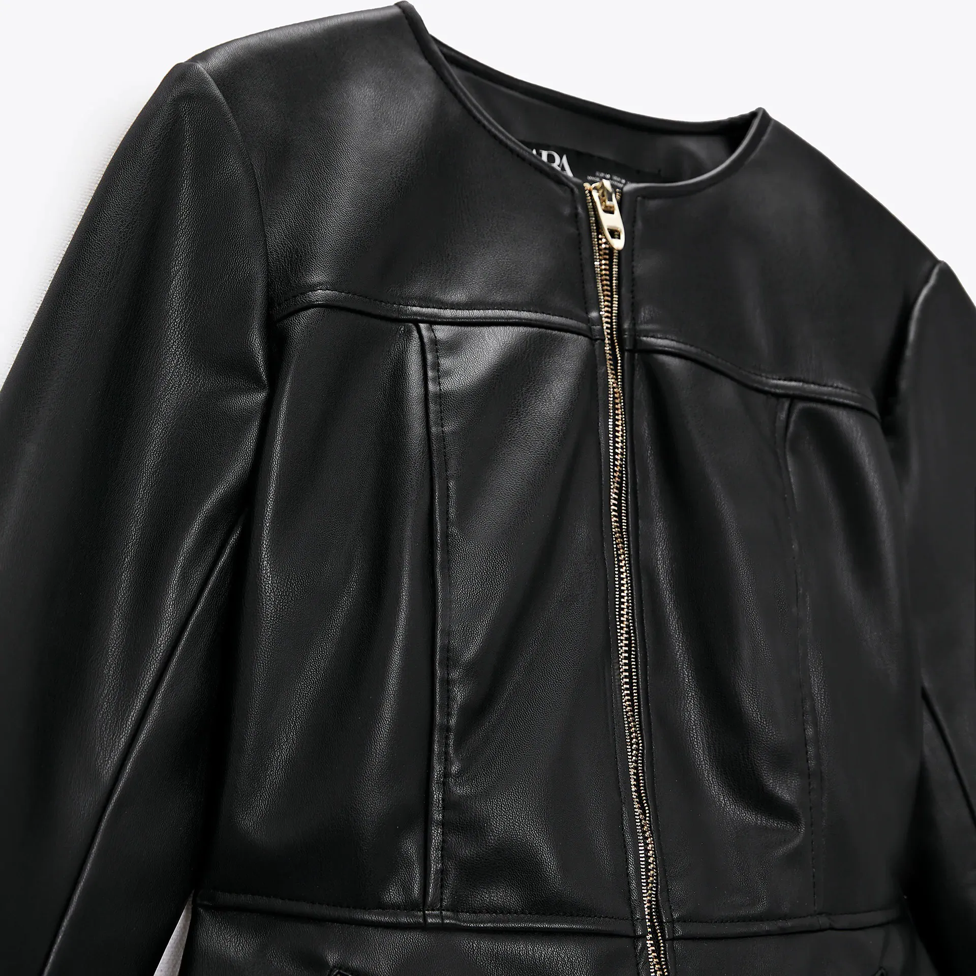 NWT  Faux Leather Double Zippered Black Jacket - Image 10