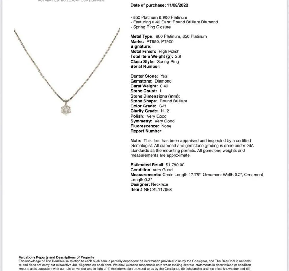 0.408 Carat Round Brilliant Diamond Pendant - Image 16