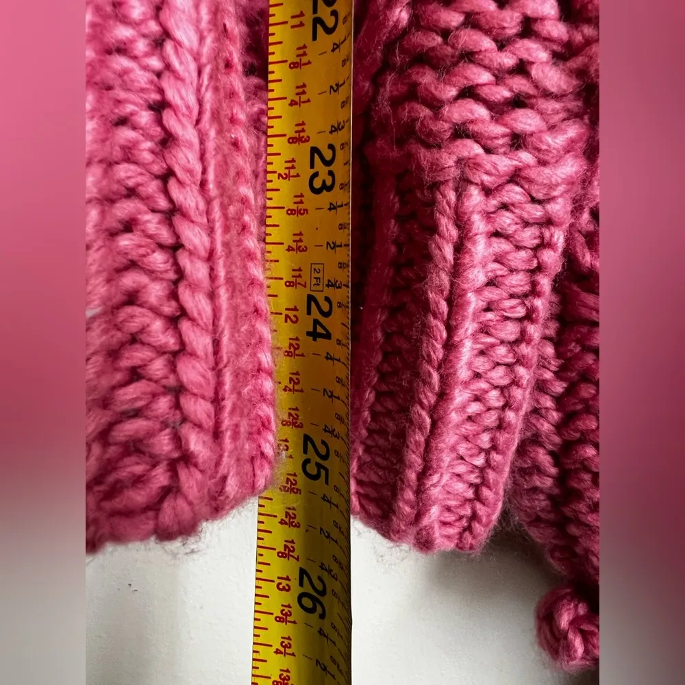 C/Meo Collective Pink popcorn long sleeve sweater oversized chunky knit 3d XS - Image 7
