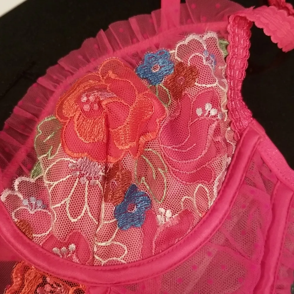 💕FOR LOVE AND LEMONS💕 Luella Underwire Bustier Fuchsia Floral Lace Small S NWT - Image 9