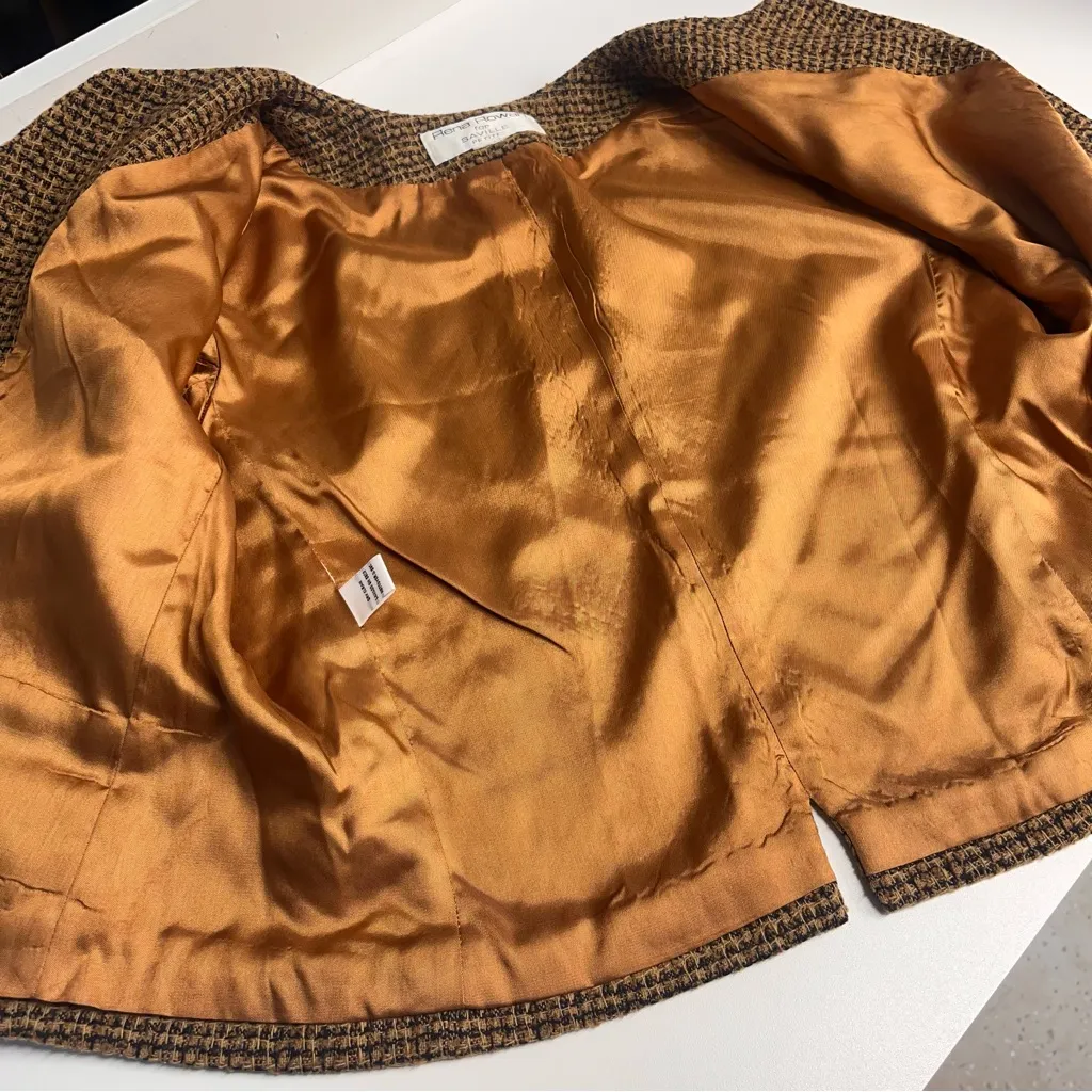 Imperfect vintage tweed blazer Rena Rowan for Saville button down pockets - Image 14